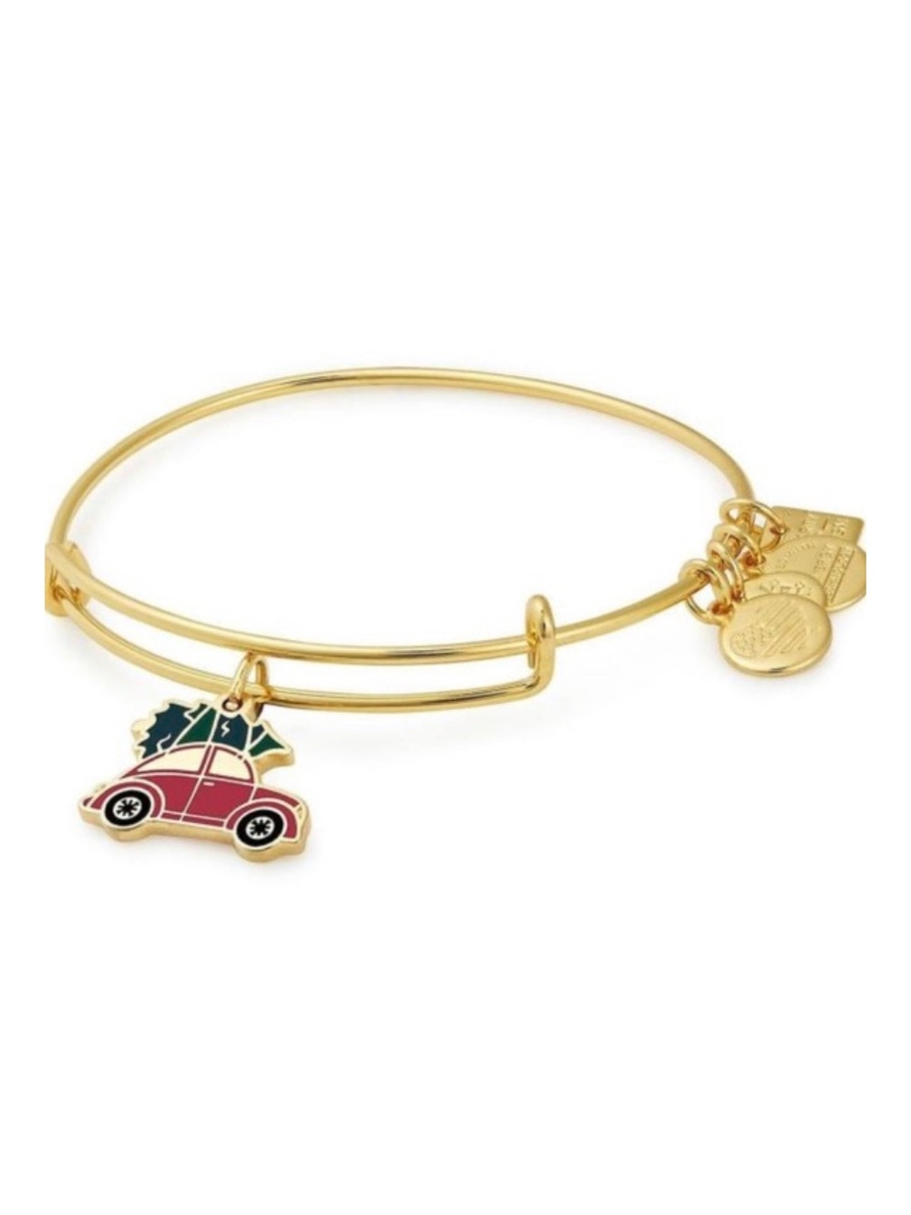 NWT! Alex and Ani Christmas Car with Green Tree Charm Bangle Bracelet-Gold - #1